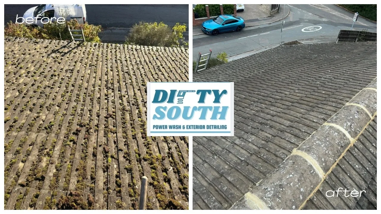 Moss-covered roof cleaned