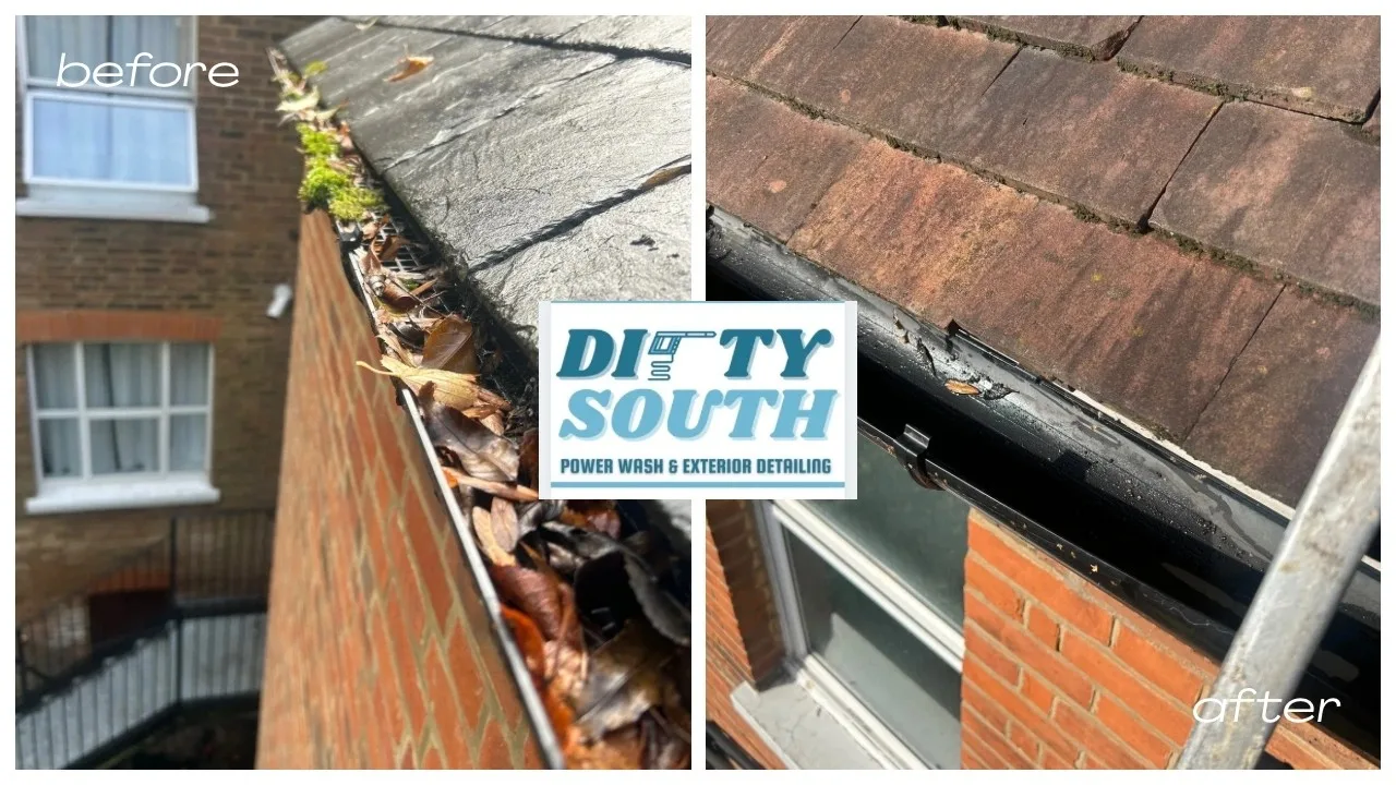 Blocked gutter cleared