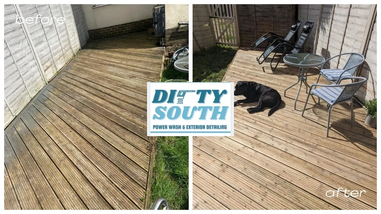 Decking clean, before and after
