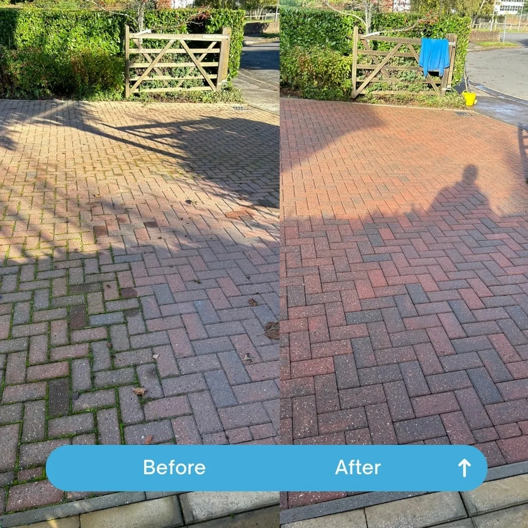 Block-paving driveway, before and after